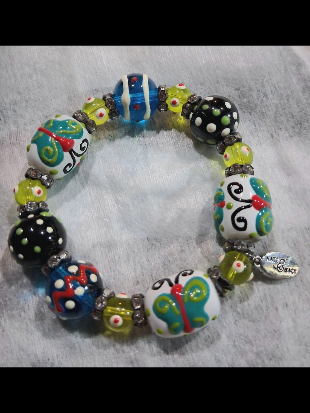 Kate & Macy "Butterfly Wishes" Glass Bead Stretch Bracelet - Clementine Design